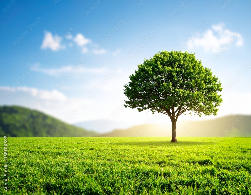 Fototapeta premium green tree symbolizing environmental conservation and sustainability