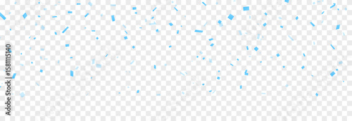 Falling blue confetti on transparent background. Festive confetti png. Festive background.