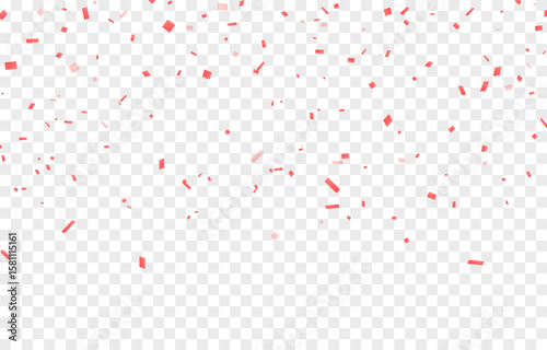 Falling red confetti on transparent background. Festive confetti png. Festive background.