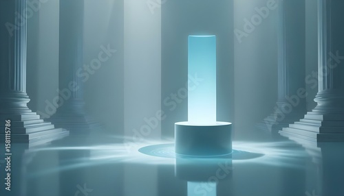 Wallpaper Mural A luminous blue pillar is the focal point of this elegant, minimalist scene. Torontodigital.ca