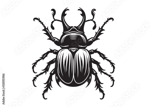 beetle logo silhouette vector, silhouette illustration of a beetle, stag beetle logo silhouette vector, animal silhouette winged beetle, beetle insect logo silhouettes vector on a white background