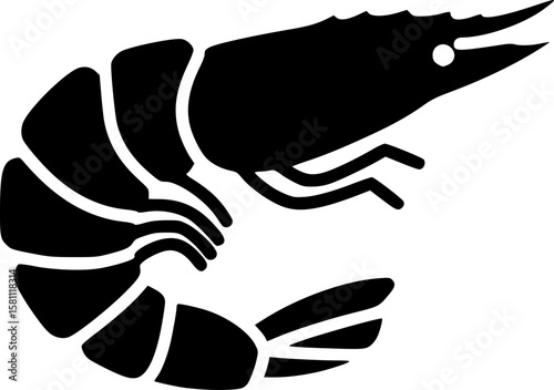 shrimp glyph flat vector icon
