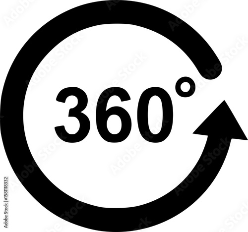 360 degrees glyph flat vector icon
