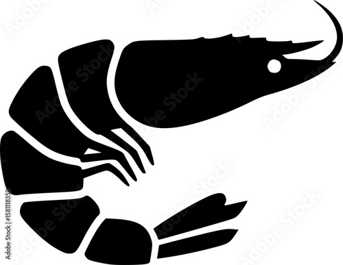 shrimp glyph flat vector icon
