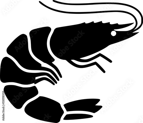 shrimp glyph flat vector icon
