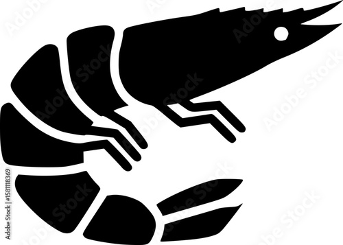 shrimp glyph flat vector icon
