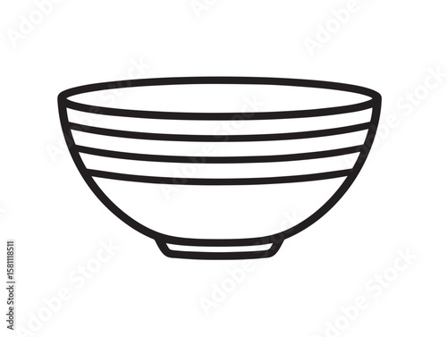 Healthy salad in bowl line art illustration