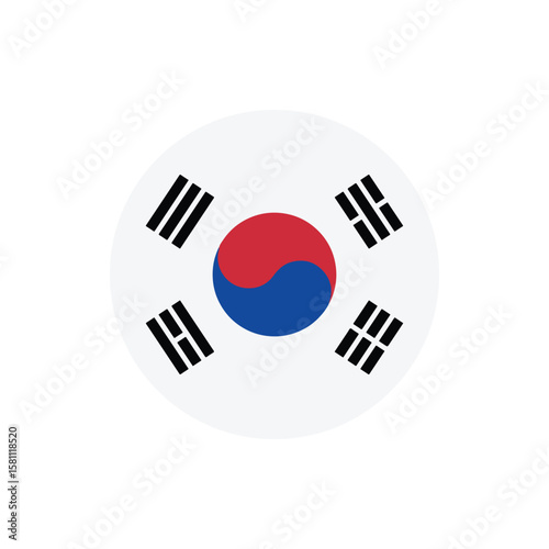 South Korea flag round button vector. South Korea national flag icon badge for independence day celebration PNG on transparent background.
