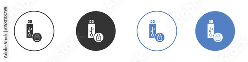 Pendrive security icon. Vector illustration, flat design.