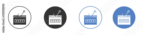 Password phishing icon. Vector illustration, flat design.