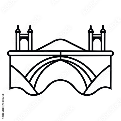 Simple Bridge Connecting Two Separate Land Masses – Connection, Unity, and Communication Concept in Minimalist Vector Design