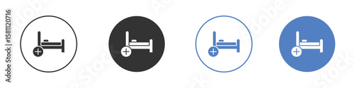 Hospital bed icon. Vector illustration, flat design.