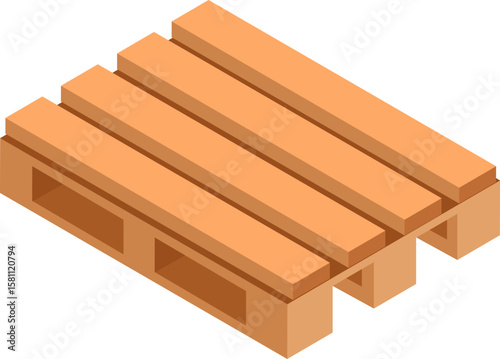 Isometric projection of a wooden pallet used for delivering goods worldwide in the shipping industry, showcasing its essential role in logistics and transportation