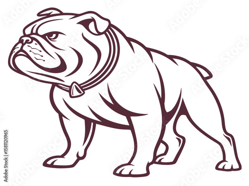 Powerful Bulldog Mascot with Spiked Collar