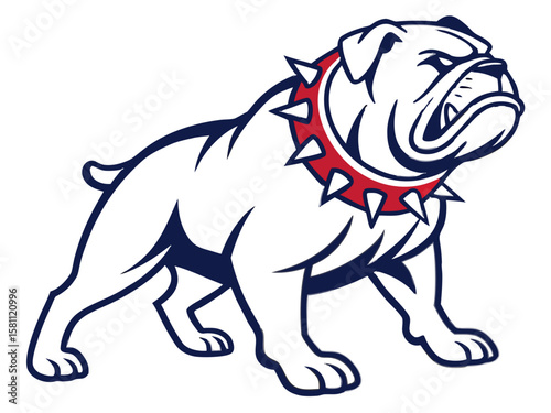 Powerful Bulldog Mascot with Spiked Collar