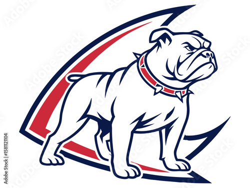 Powerful Bulldog Mascot with Spiked Collar