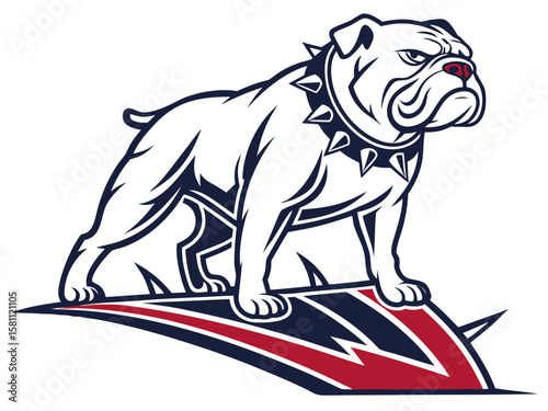 Powerful Bulldog Mascot with Spiked Collar
