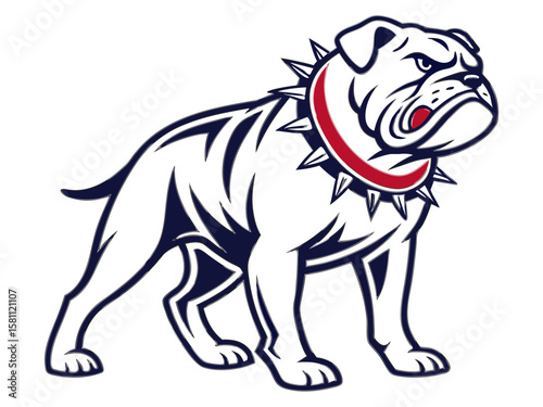 Powerful Bulldog Mascot with Spiked Collar