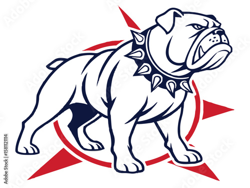 Powerful Bulldog Mascot with Spiked Collar