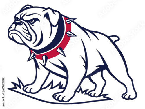 Powerful Bulldog Mascot with Spiked Collar