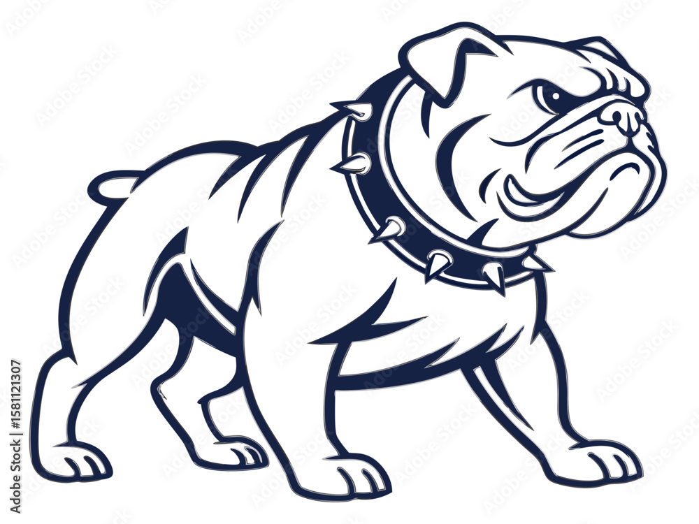 Obraz premium Powerful Bulldog Mascot with Spiked Collar