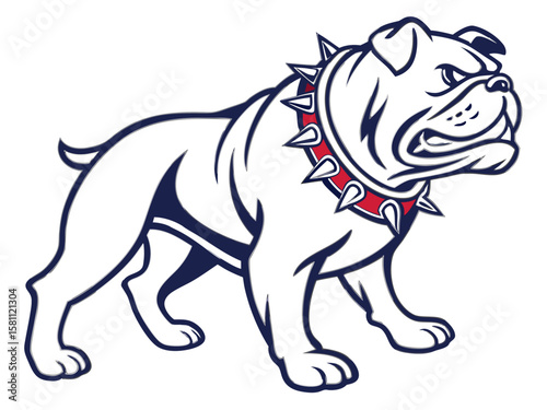 Powerful Bulldog Mascot with Spiked Collar