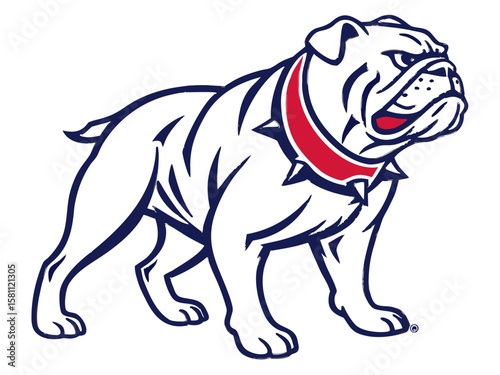 Powerful Bulldog Mascot with Spiked Collar