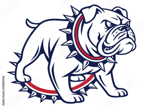 Powerful Bulldog Mascot with Spiked Collar