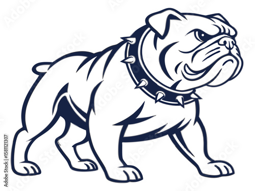 Powerful Bulldog Mascot with Spiked Collar