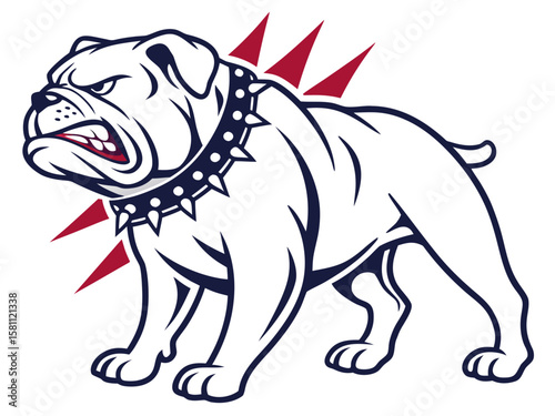 Powerful Bulldog Mascot with Spiked Collar