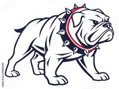 Powerful Bulldog Mascot with Spiked Collar