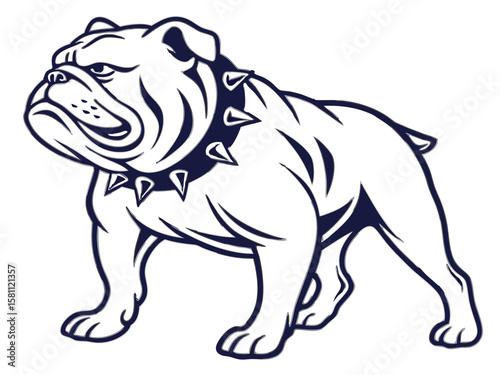 Powerful Bulldog Mascot with Spiked Collar