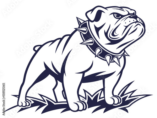 Powerful Bulldog Mascot with Spiked Collar