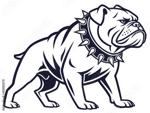 Powerful Bulldog Mascot with Spiked Collar