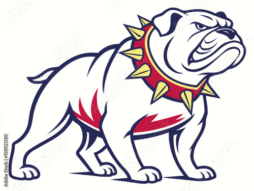 Powerful Bulldog Mascot with Spiked Collar