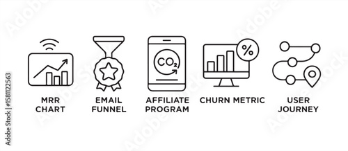 Set of Micro SaaS & Solopreneur Tools icons bundle pack collection 
