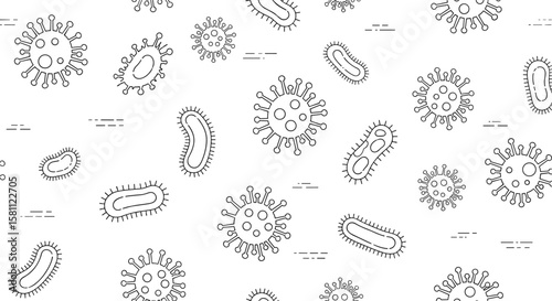 Microscopic organisms illustrated in a detailed biological study showing tiny living structures