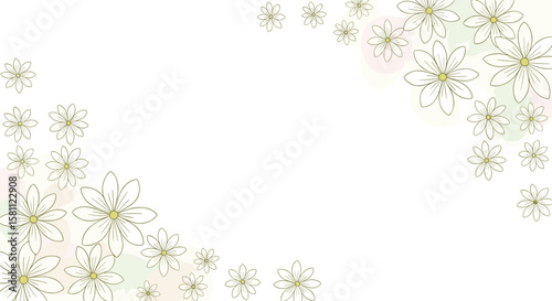 Delicate white flower accents on a softly blended pastel background with subtle bokeh effects and sparse floral motifs