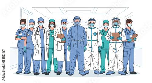 Healthcare workers unite against pandemic challenges providing essential medical care and support