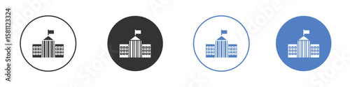 City hall icon. Vector illustration, flat design.