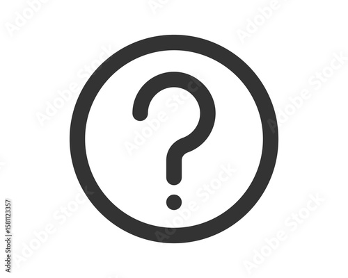 Simple question mark icon inside a circle. Concept for uncertainty, inquiry, or help. Suitable for website elements, infographics, or presentations. Clean, modern design.
