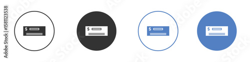 Cheque icon. Vector illustration, flat design.