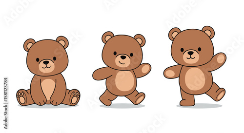 Cute cartoon teddy bears enjoying activities together in a playful manner