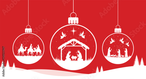Elegant christmas nativity scene ornament collection with wise men and angels