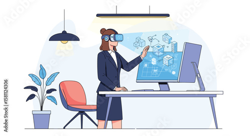 Immersive virtual reality experience enhancing business productivity and collaboration