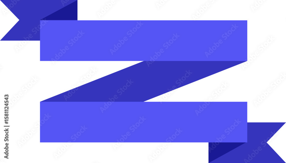 Blue ribbon banner forming a zig zag shape, creating a dynamic and eye catching design element on a clean white background, ideal for highlighting important information or adding a decorative touch Blue ribbon banner forming a zig zag shape, creating a dynamic and eye catching design element on a clean white background, ideal for highlighting important information or adding a decorative touch