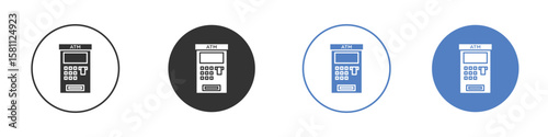 ATM machine icon. Vector illustration, flat design.
