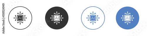 AI icon. Vector illustration, flat design.