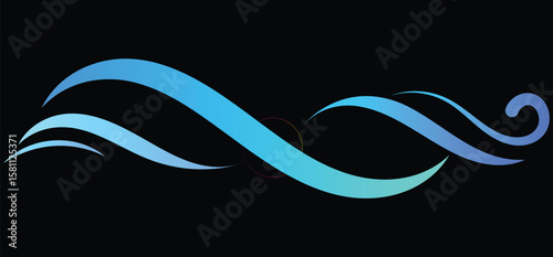 This stylized graphic depicts a flowing, abstract ocean wave.