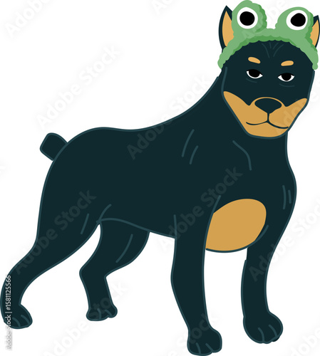 Dog with Frog Hoodie – Cute Cartoon Fashion Dog Vector
